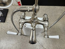 Bathtub Tub Filler Brushed Nickle with hand held shower head Floor model as is no valve included-8