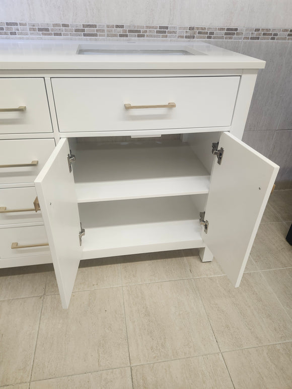 60" Laurel White Vanity and Double Countertop Combo (as is)
