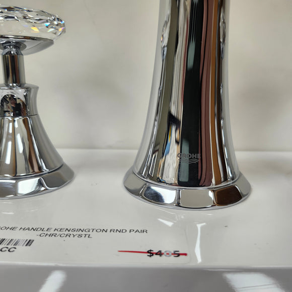 Grohe Bathroom Faucet Kenisongton Round 8cc 3 Hole Chrome and Crystal handles Floormodel Clearance as is