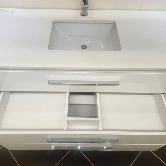 48" Aura Glossy White Plato Vanity with Countertop Combo (as is) J12