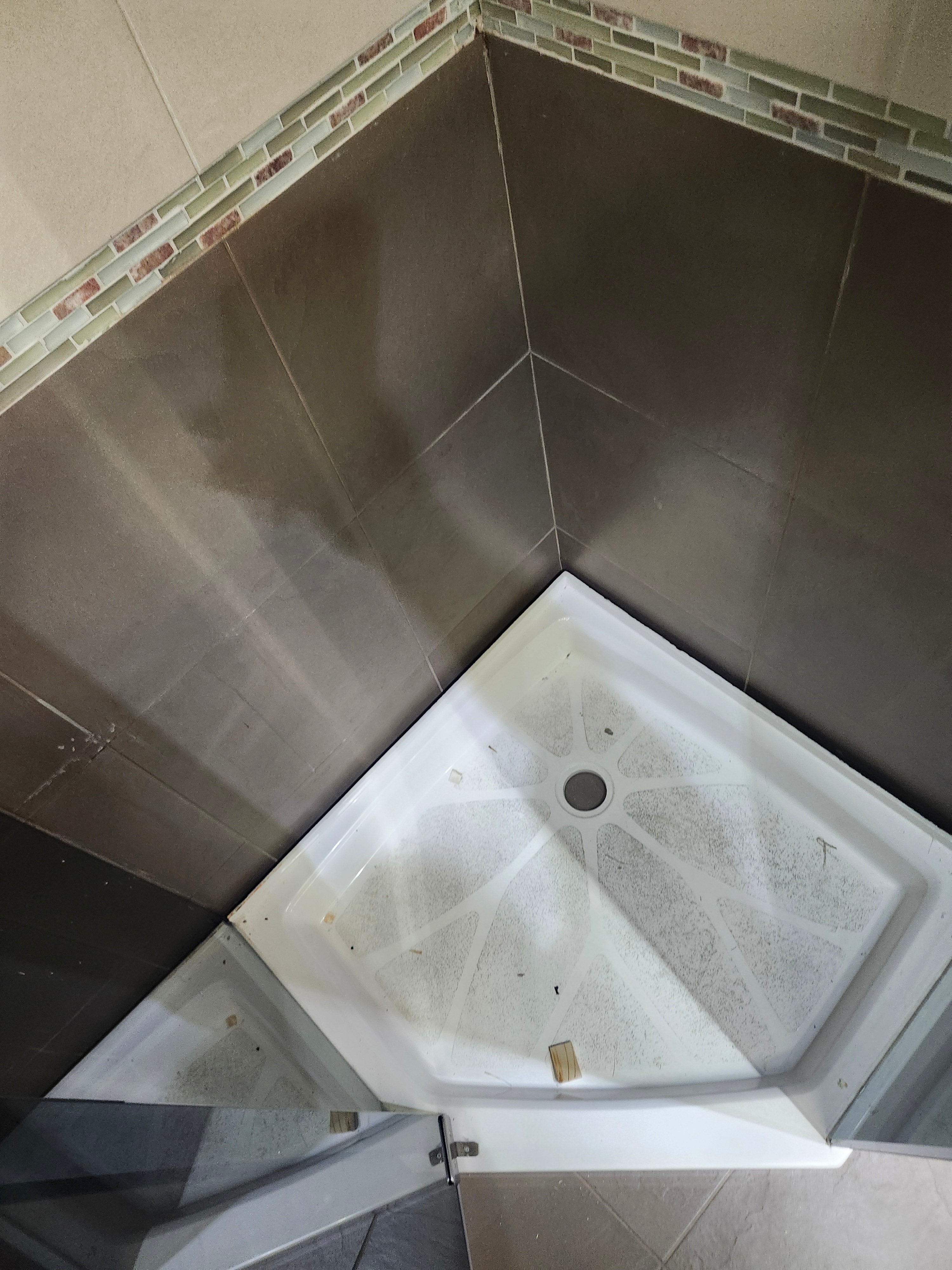 D&M Neo Angle Shower Door and Shower Base Combo (as is)
