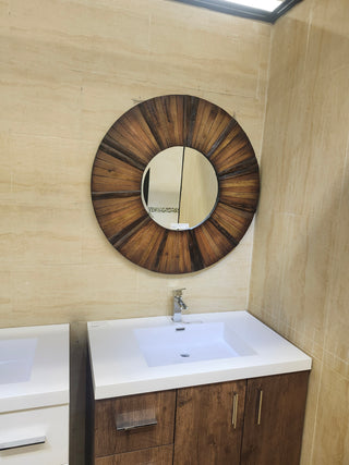 Aquabrass36" x 36" Legno Rotondo Wood Frame Mirror