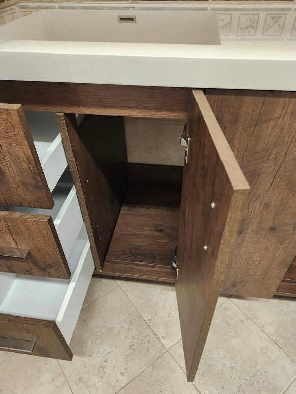 60" Aura Rosewood Art Vanity with Double Countertop Combo (as is)