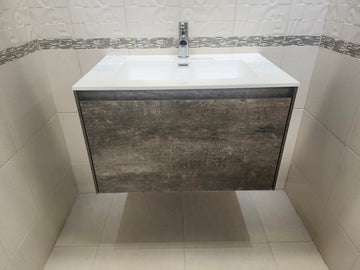 29" Espa Stone Grey Wall Vanity with Countertop Combo (as is)