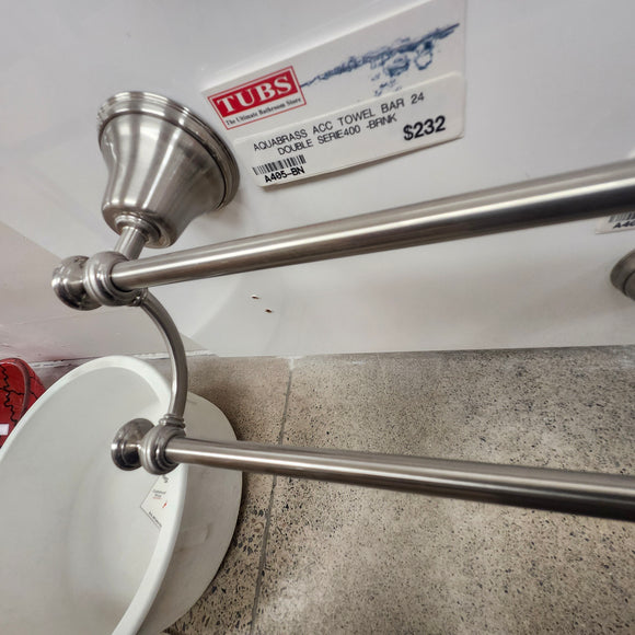Aquabrass 400 Series A405 24 Inch Double Towel Bar Bathroom Accessory Floormodel Clearance as is
