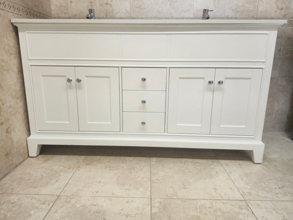 61" Riverfield White Vanity and Double Countertop Combo (as is) i13