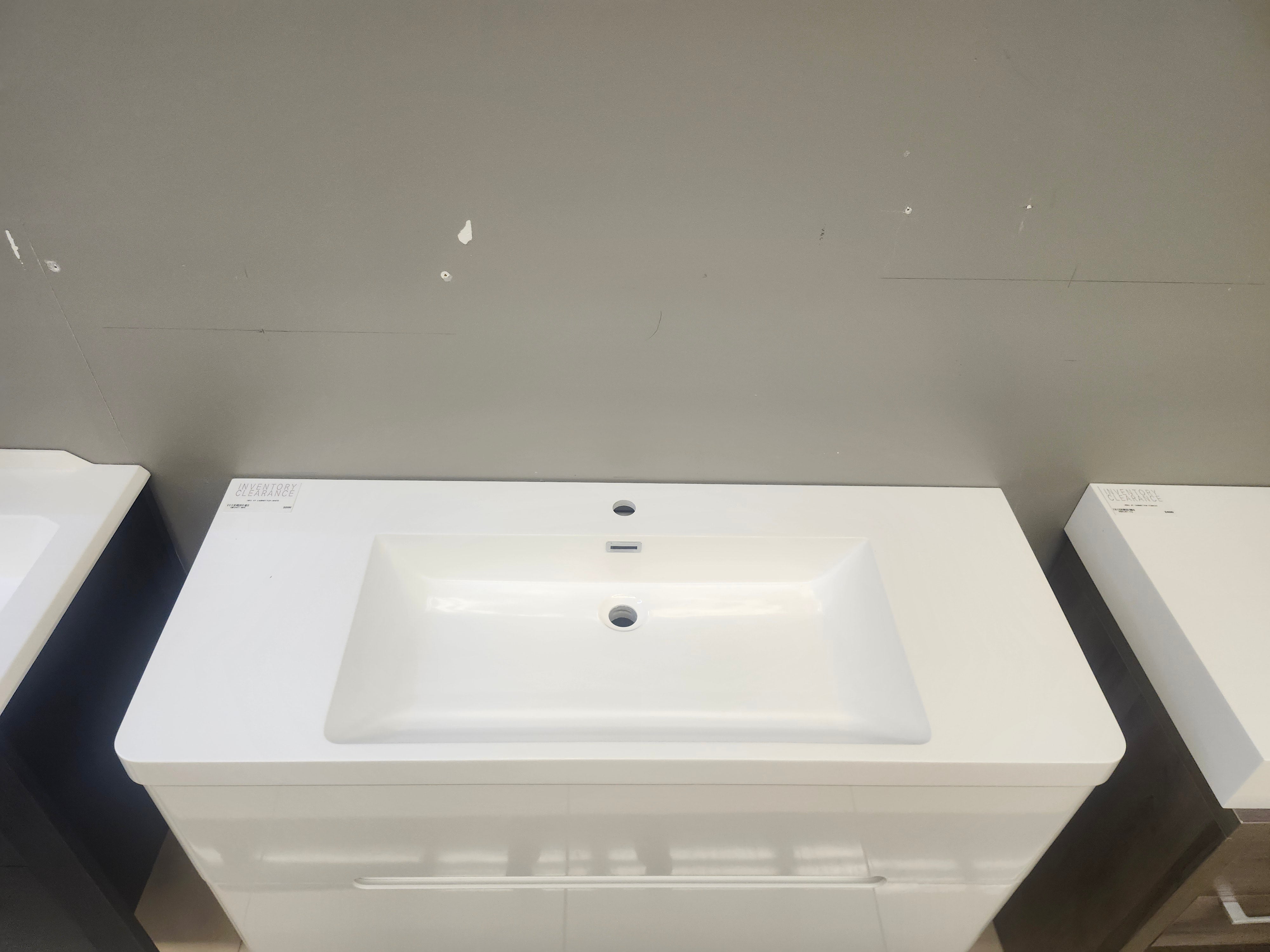 47" Geo Glossy White  Wall Vanity with Countertop Combo (as is)