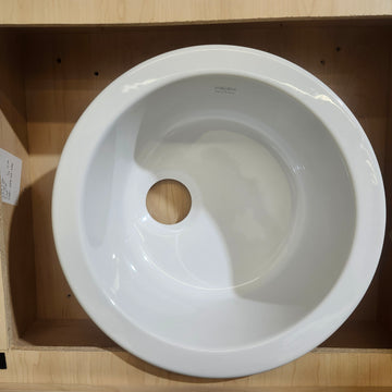 Franke Luna 18 Inch Round Undermount Kitchen Sink 1 Bowl Fireclay White LBK110 Floormodel as is