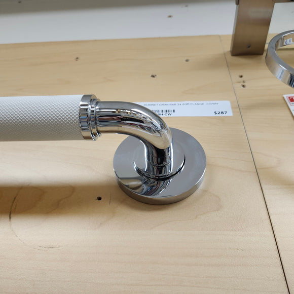 Rubinet Grab Bar 24 Round Flange Chrome and White Floormodel Clearance