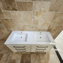 60" Aura Glossy White Plato Vanity with Double Countertop and Black Handles Combo Floormodel(as is) m9-3