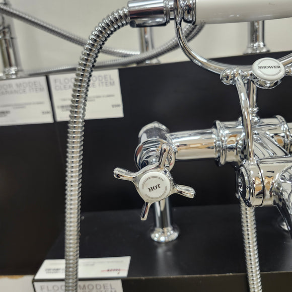 Hansgrohe Axor Series Tub Filler Faucet Montreux Cross Handles Chrome Floormodel Clearance as is Includes Hand Held Shower Head