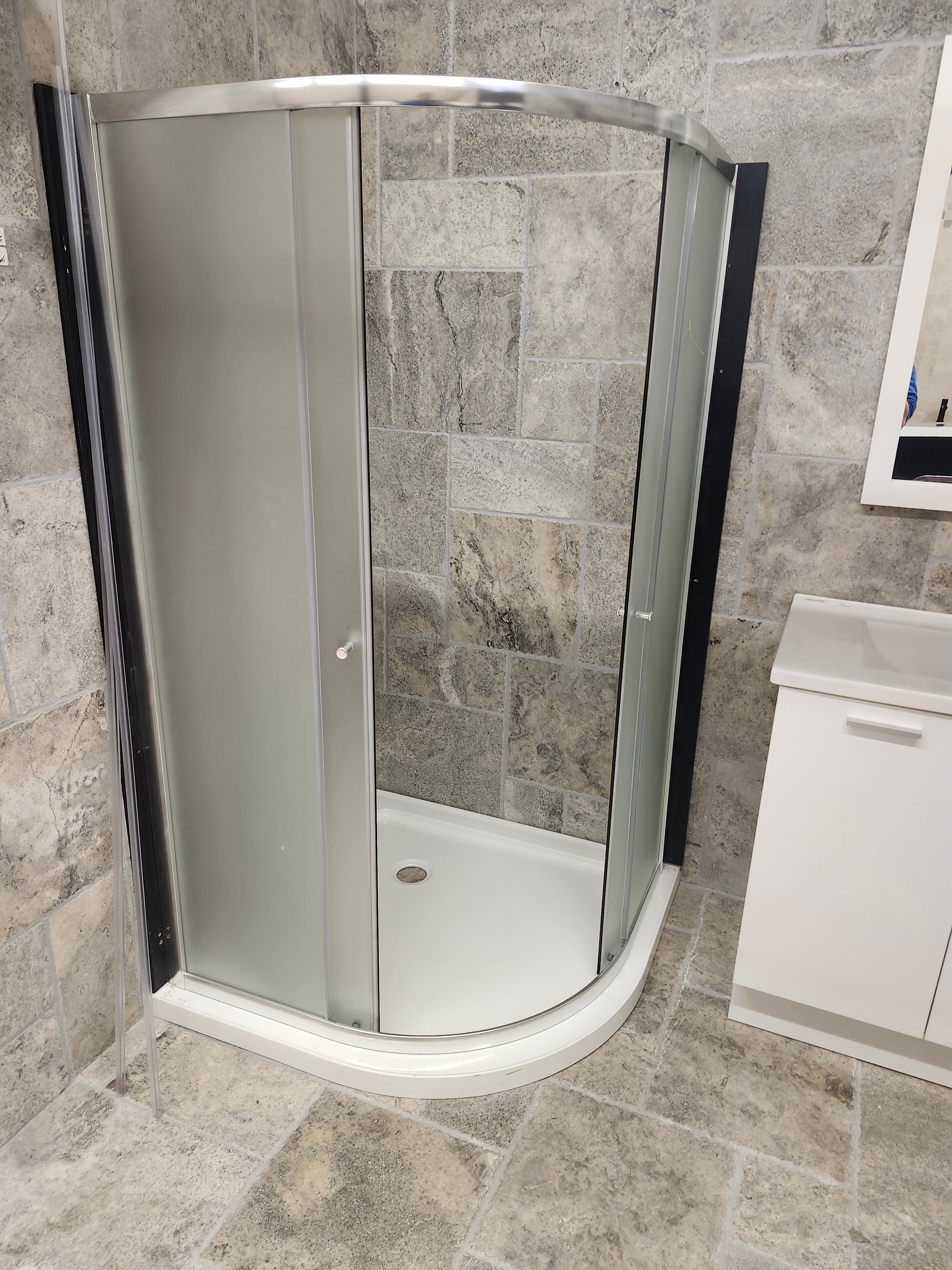 Neptune Round Shower Door with Shower Base Combo Inventory Clearance (as is) - 0