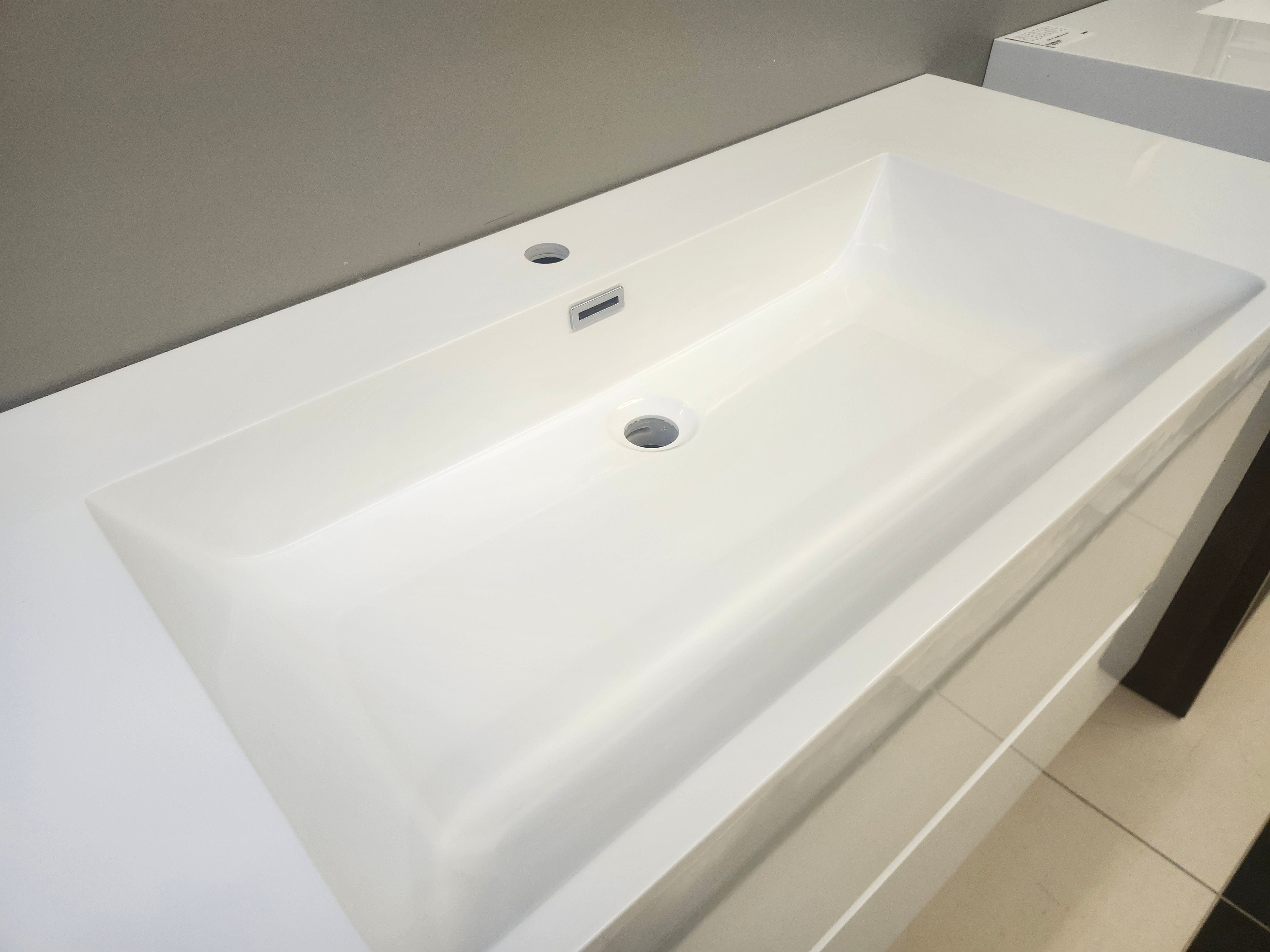 47" Geo Glossy White  Wall Vanity with Countertop Combo (as is)