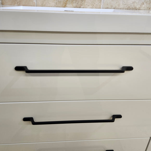 60" Aura Glossy White Plato Vanity with Double Countertop and Black Handles Combo Floormodel(as is) m9