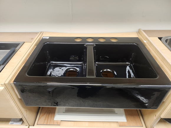 Kohler Apron Kitchen Sink Hawthrone Black K6534-4 farmhouse Floormodel as is