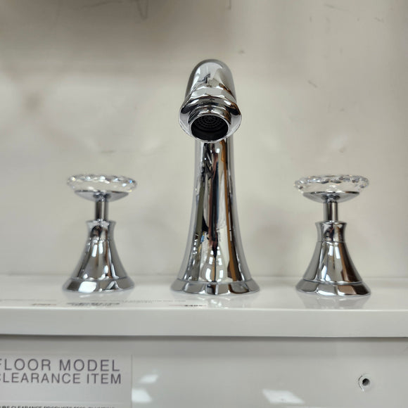 Grohe Bathroom Faucet Kenisongton Round 8cc 3 Hole Chrome and Crystal handles Floormodel Clearance as is