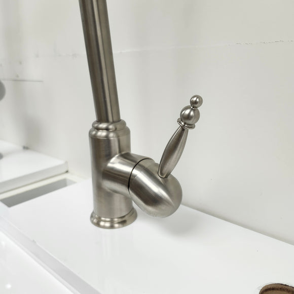 Brushed Nickel Kitchen GNeck Faucet with extending faucet head Floormodel Clearance as is