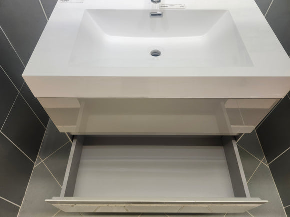 31" Moda Smoke Wall Vanity with Countertop Combo (as is)