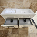 60" Aura Glossy White Plato Vanity with Double Countertop and Black Handles Combo Floormodel(as is) m9-10