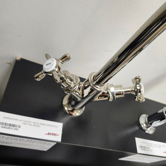 Hansgrohe Axor Series 1 Hole Single Faucet Montreux Cross Handles Polished Nickel Floormodel Clearance as is