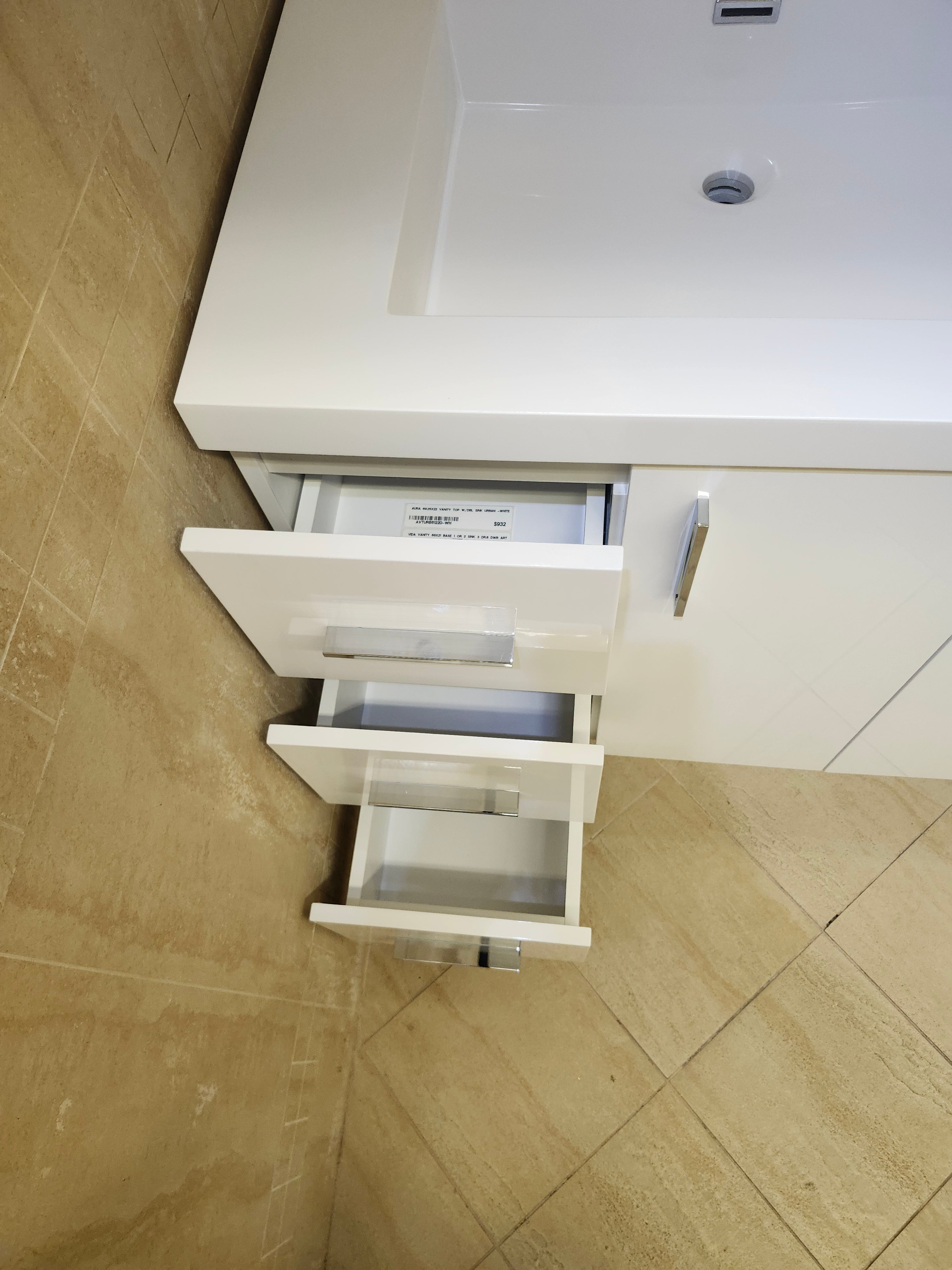 72" Glossy White Art Vanity with Countertop Combo (as is)