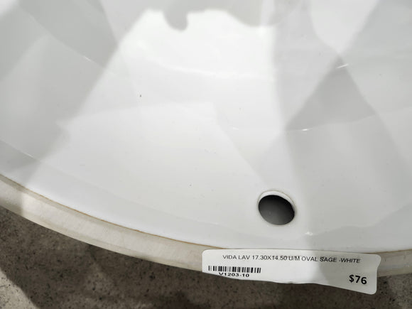 Vida Undermount Bathroom Sink 17.3 x 14.5 Oval Sage White