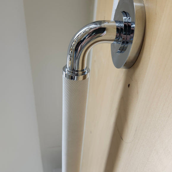 Rubinet Grab Bar 24 Round Flange Chrome and White Floormodel Clearance