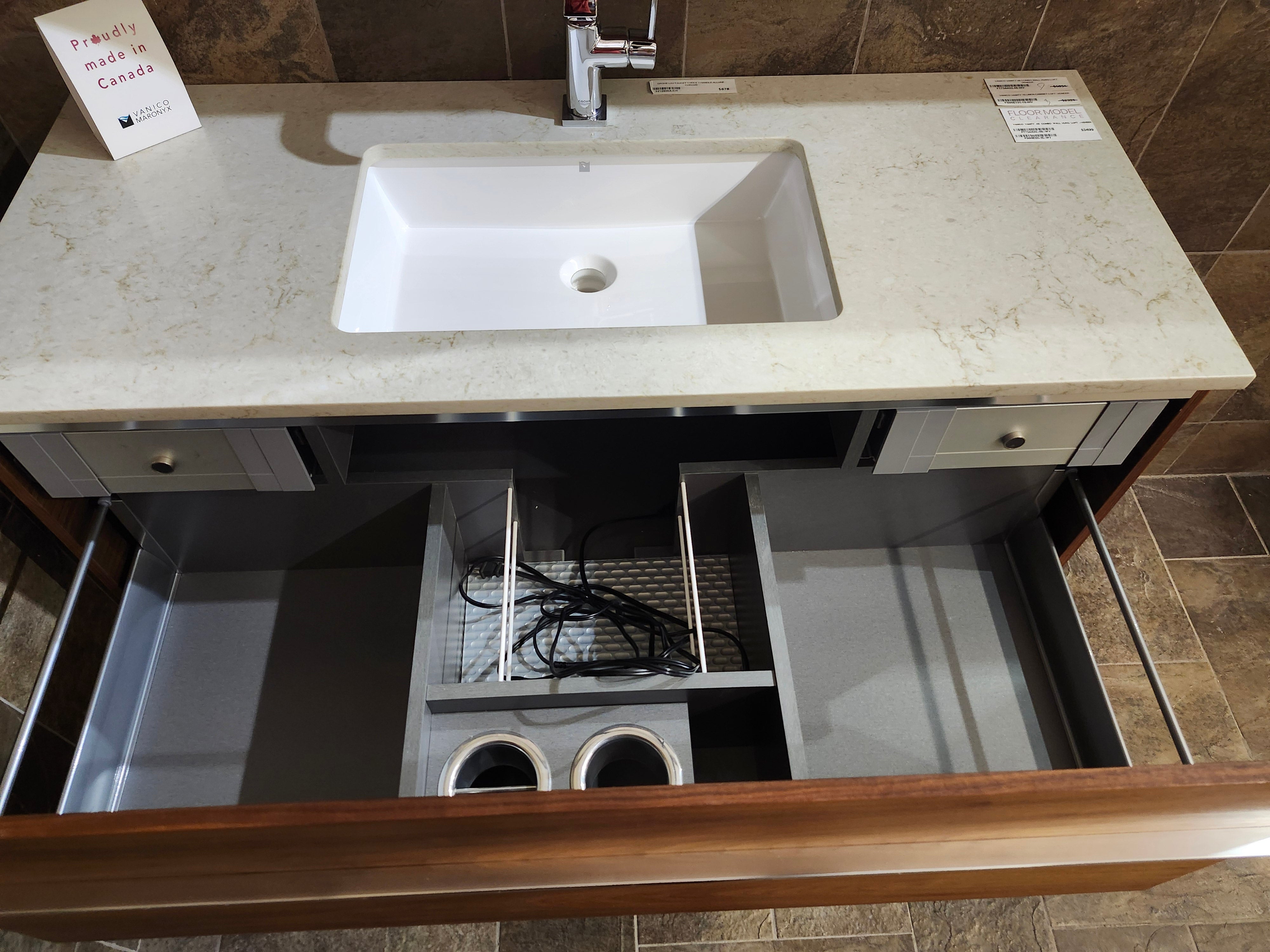48" Vanico Loft Desk Vanity Combo with Linen (as is)