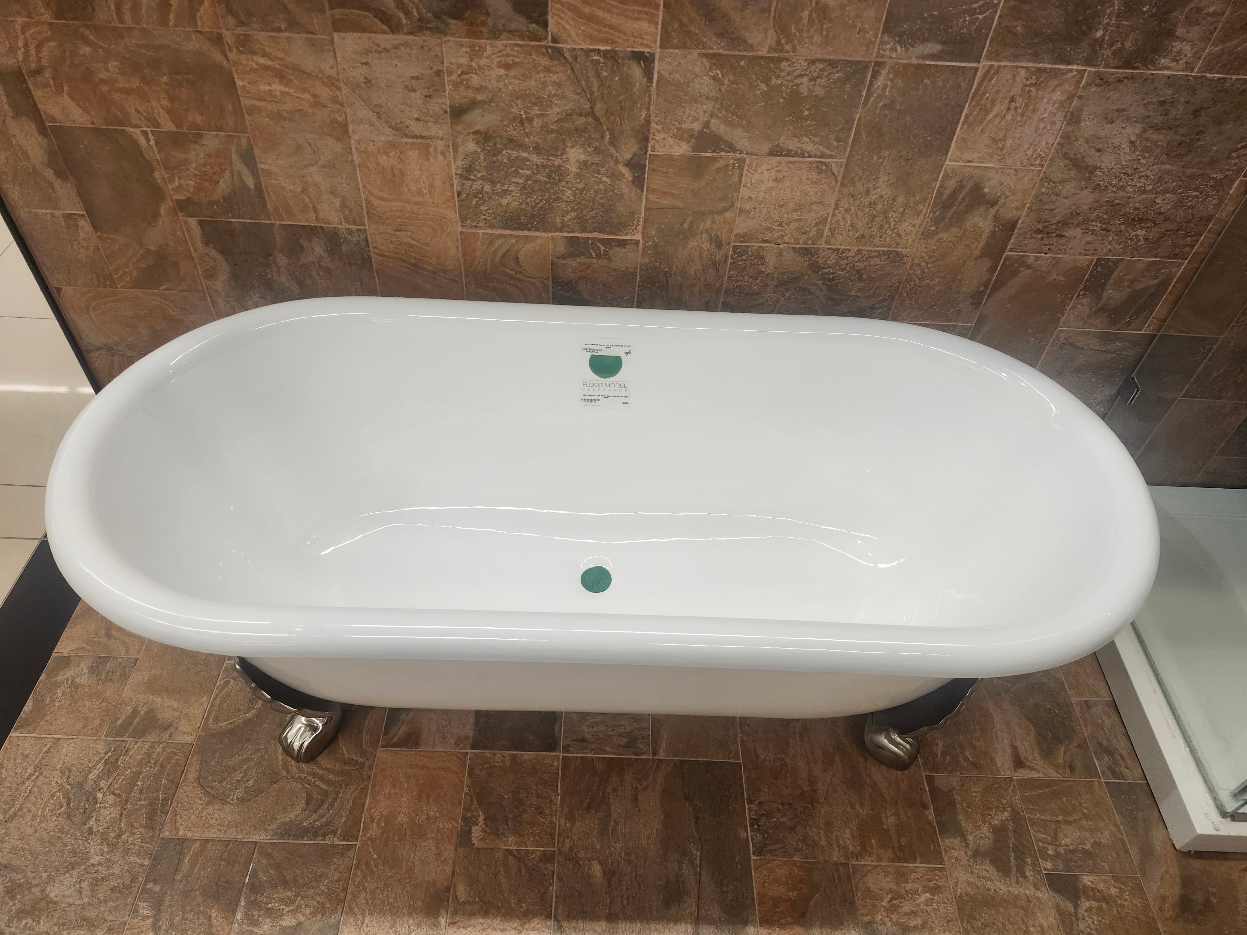 Clawfoot 67x30 Dual Freestanding Bathtub (No Feet) (as is) - 0