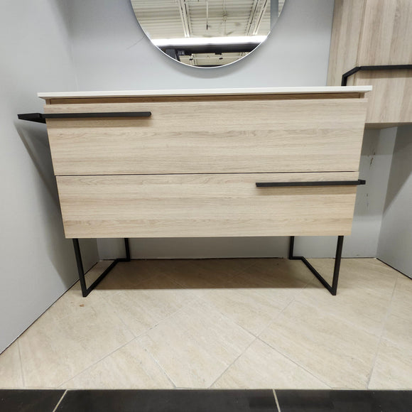 Ico Accent 48 x 21 Bathroom Vanity, Legs, Mirror, Linen and Countertop Sink Combo Sold As is Floormodel Clearance (H12)
