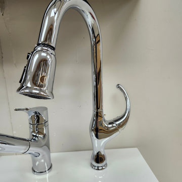 Vida Kitchen Gneck Faucet with Extending Faucet Head Chrome Floormodel Clearance As Is - 0