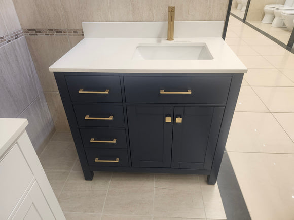 36" Laurel Navy Vanity and Countertop Combo (as is)