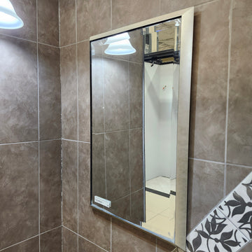 Contemporary Silver 20x32 Mirror Floormodel Sold as Is Clearance (H11)