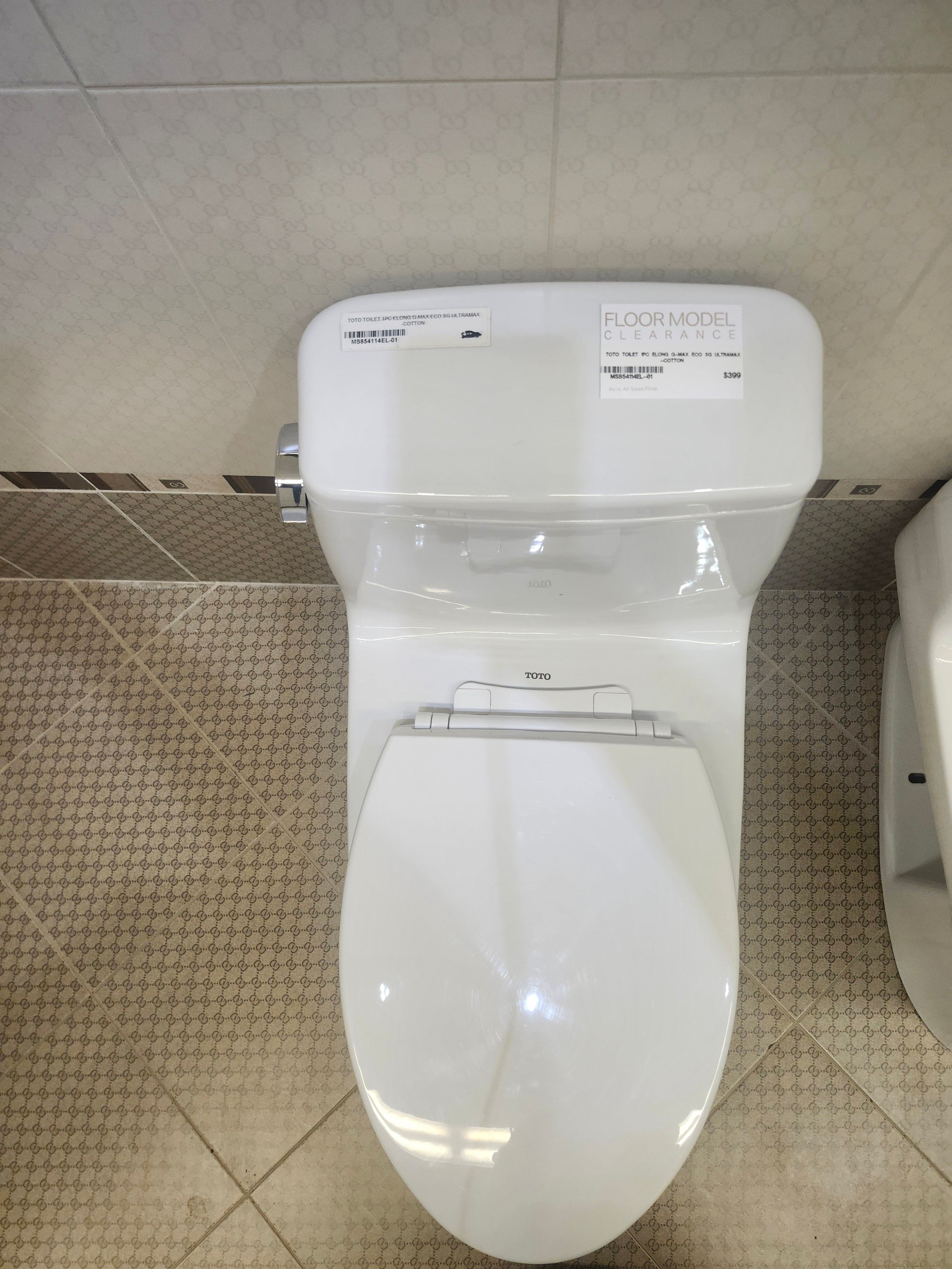 Toto Ultramax G-Max Eco Elongated Toilet (as is)