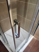 Maax 36" shower door square corner and vida shower base combo (as is)-5