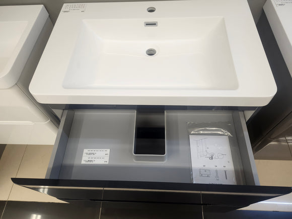 30" Geo Navy Wall Vanity with Countertop Combo (as is)