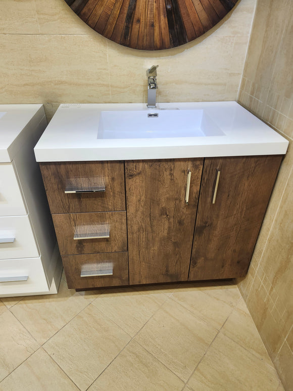 36" Rosewood Art Left Hand  Vanity with Countertop Combo (as is)