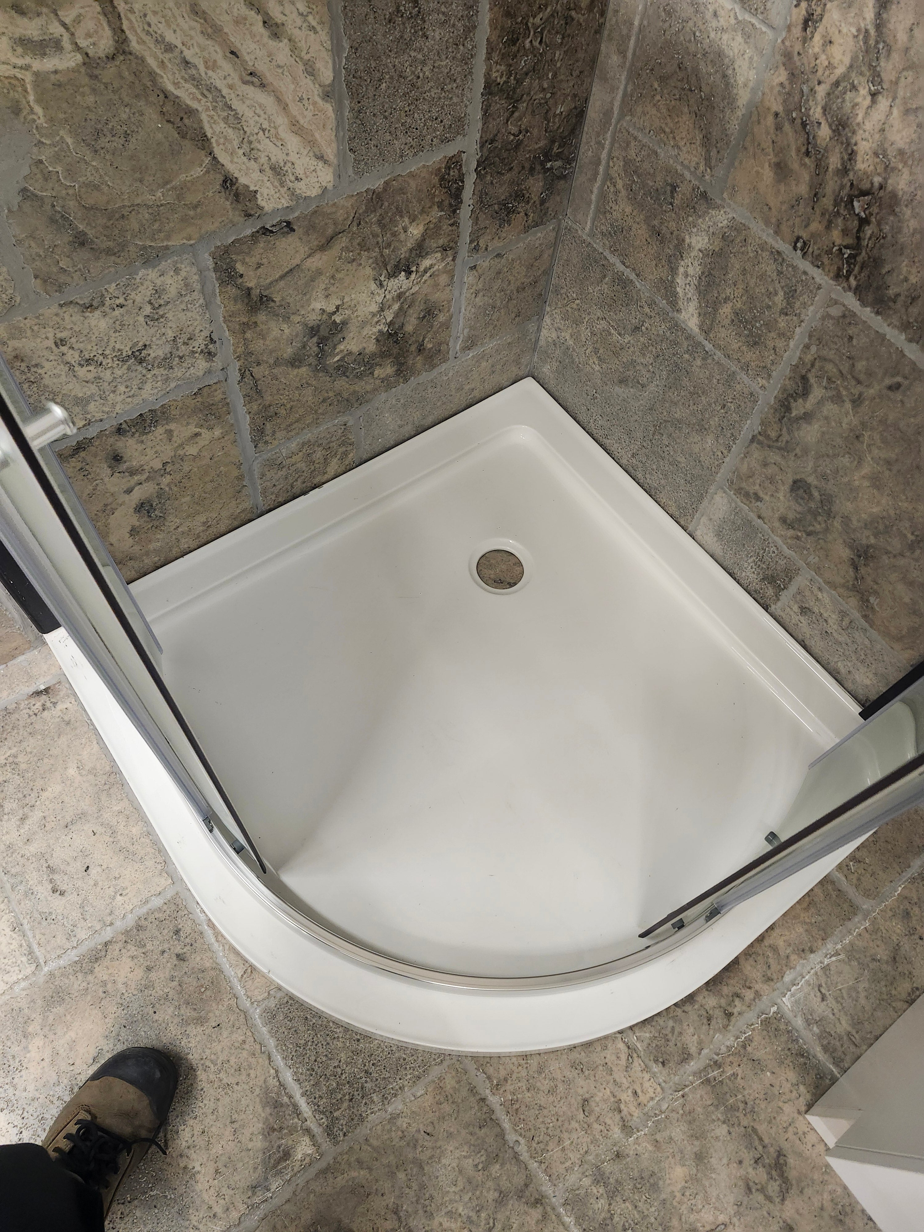 Neptune Round Shower Door with Shower Base Combo Inventory Clearance (as is)