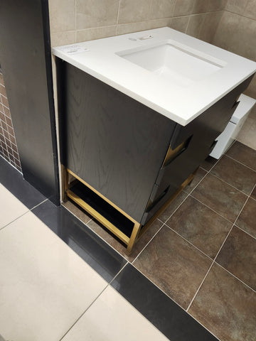 Vida Turin 31" Black/Gold Vanity with Countertop Combo (as is) - 0