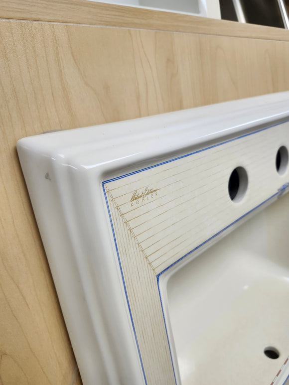 Kohler Limited Edition 22 3/4 x 18 Collection Printed Bathroom Drop In Sink Close Reach Memoirs Design Floormodel Clearance