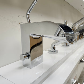 Aquabrass Love Me 2pc Roman Deck Tub Filler With Hand Shower Floormodel Sold as is - 0