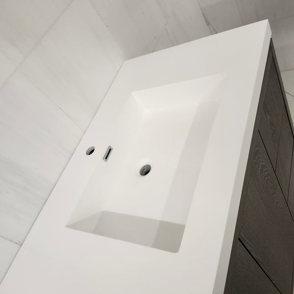 Vida Deco York 71 x 21 Vanity and Aura Countertop Sink Combo No handles Floormount Clearance as is L1