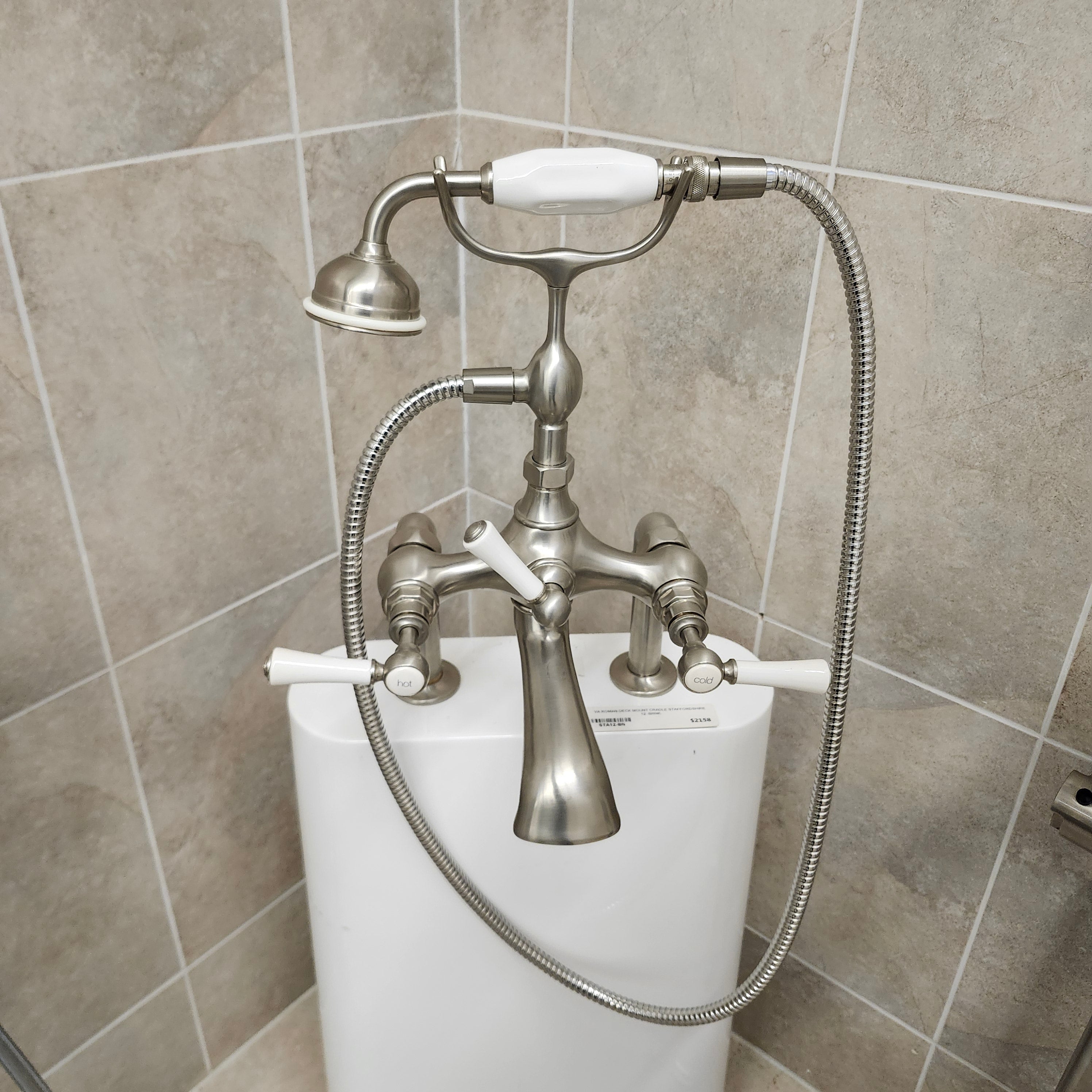 Bathtub Tub Filler Brushed Nickle with hand held shower head Floor mod ...