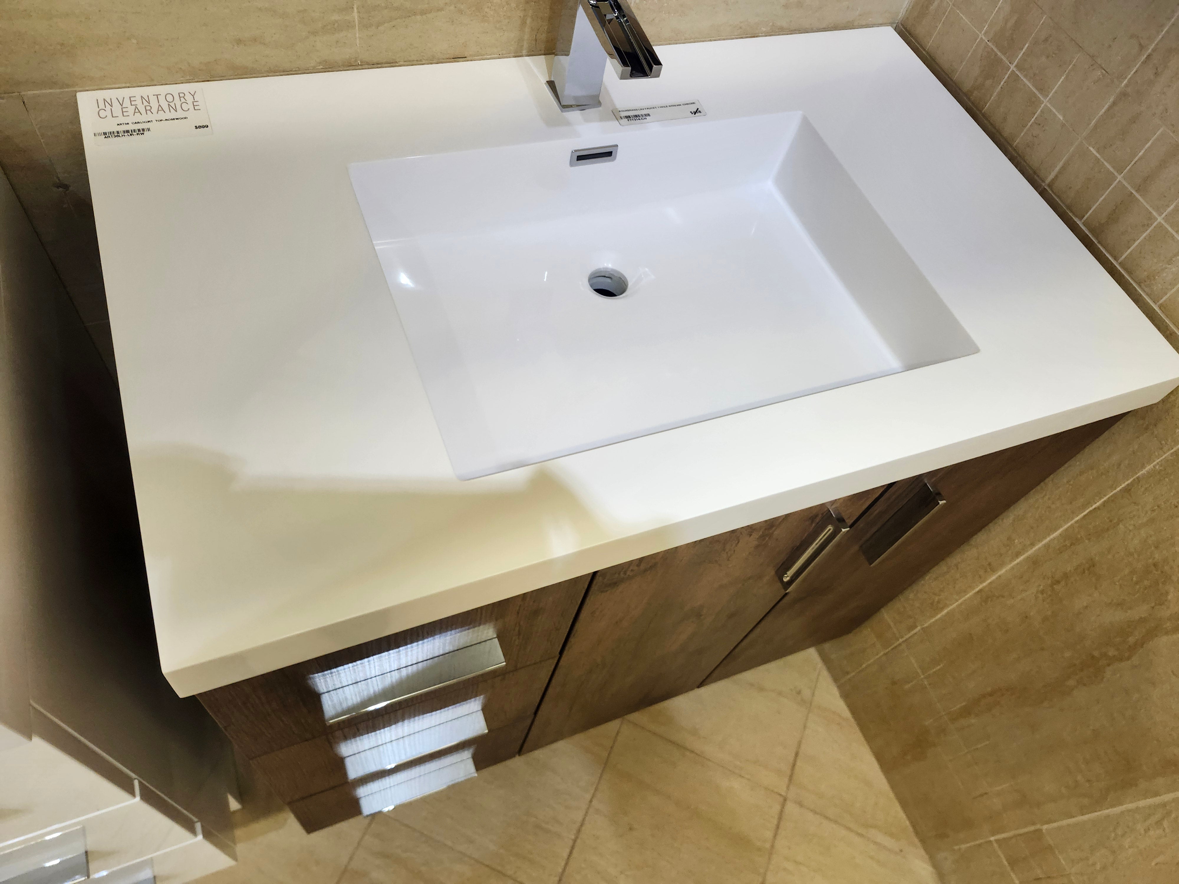 36" Rosewood Art Left Hand  Vanity with Countertop Combo (as is)