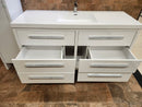 60" Aura Glossy White Plato Vanity with Double Countertop Combo (as is) m3-4