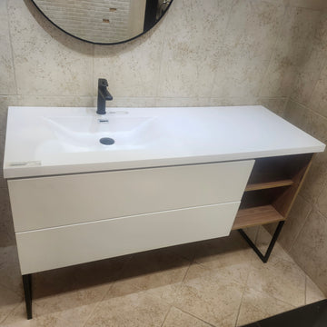 Rubi Haus 55 x 20 Bathroom Vanity and Countertop Sink Combo with Mirror Floormodel Clearance As Is (H22) - 0