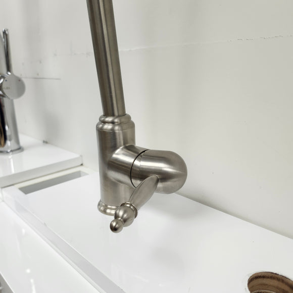 Brushed Nickel Kitchen GNeck Faucet with extending faucet head Floormodel Clearance as is