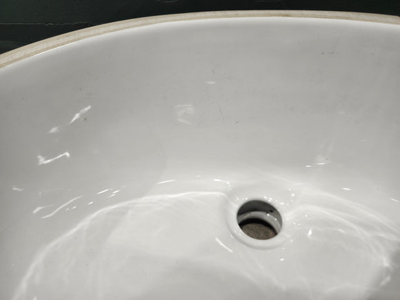 Vida Undermount Bathroom Sink 17.3 x 14.5 Oval Sage White