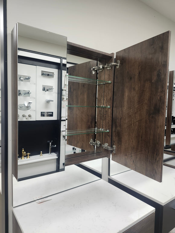 Vida Rosewood 31" Makeup Desk and Vanity Mirror with Countertop Combo Floormodel Clearance wallhung