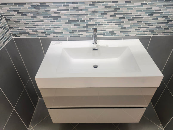 31" Moda Smoke Wall Vanity with Countertop Combo (as is)